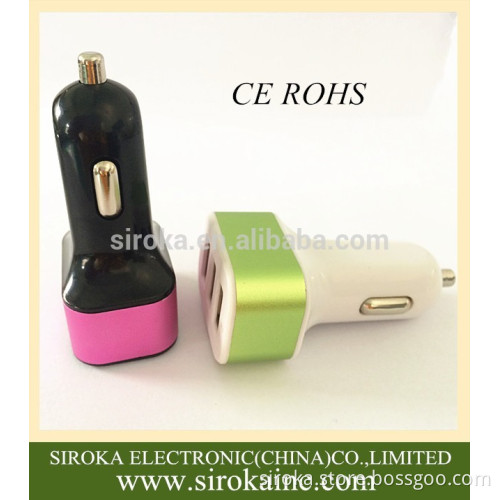 Hot selling 12/24V 5. 2A 3-Port Car USB Charger customized logo for iPhone iPad Table PC